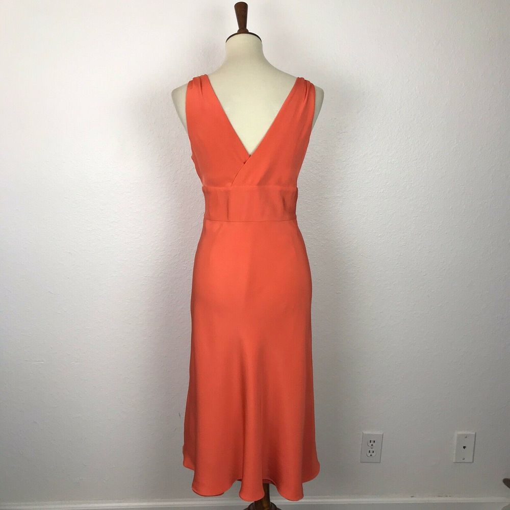 J.Crew Silk Orange Lined Fit Flare Dress - Picture 6 of 8